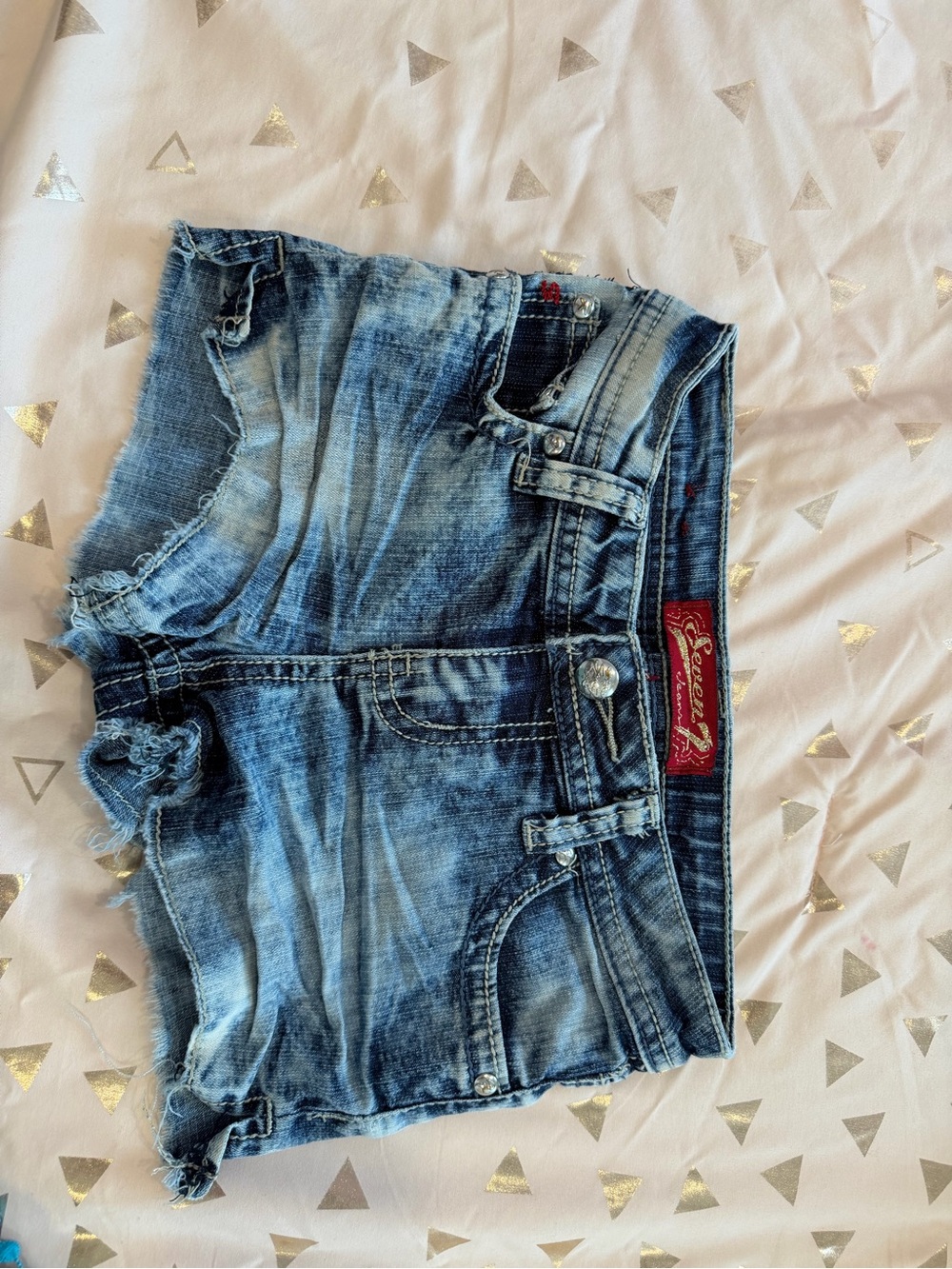 Seven7 Distressed Light Blue Denim Shorts